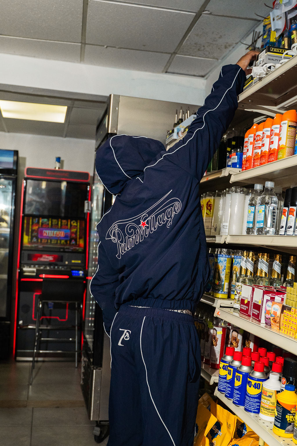 "GOLDEN P" Reflective navy blue jacket