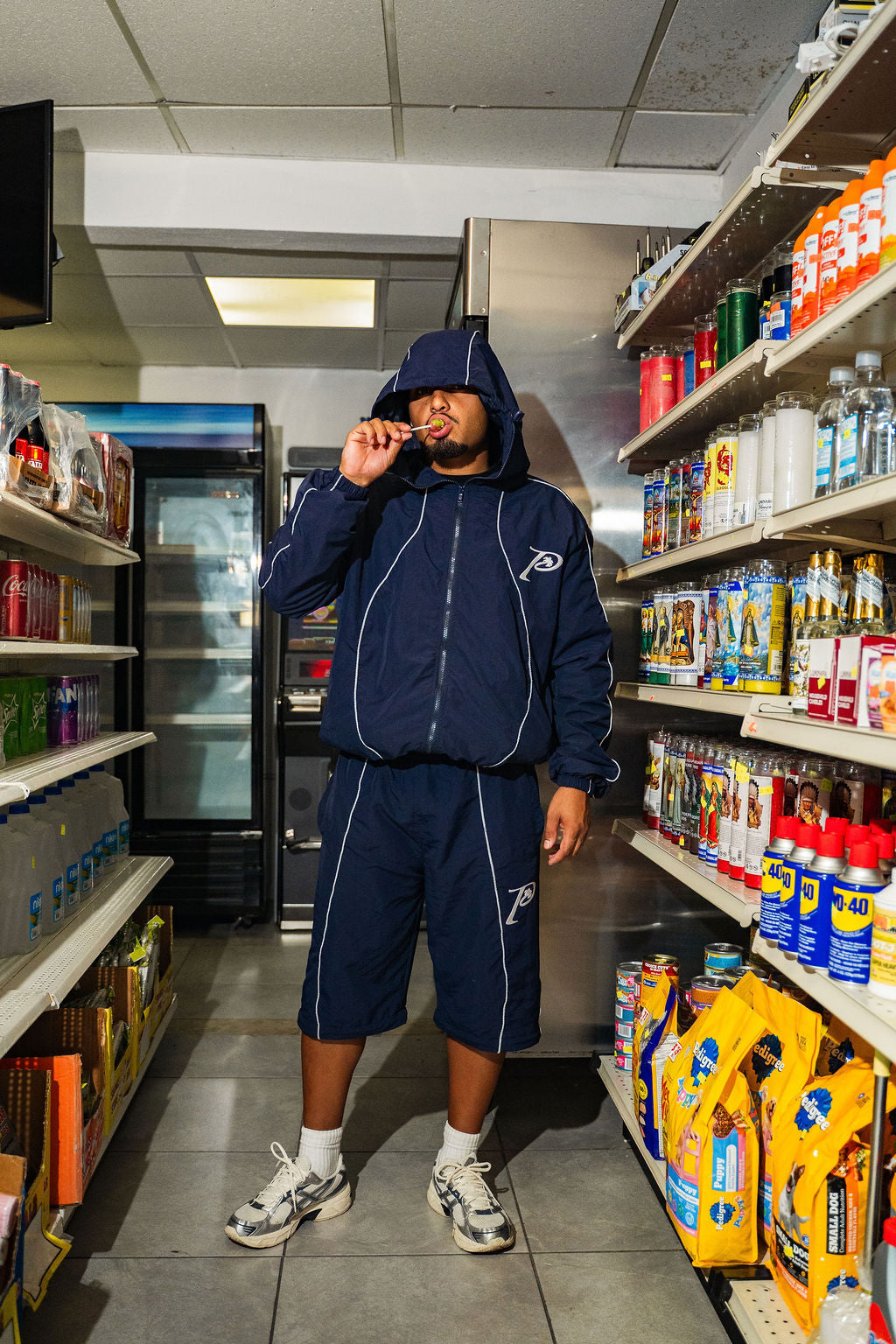"GOLDEN P" Reflective navy blue jacket