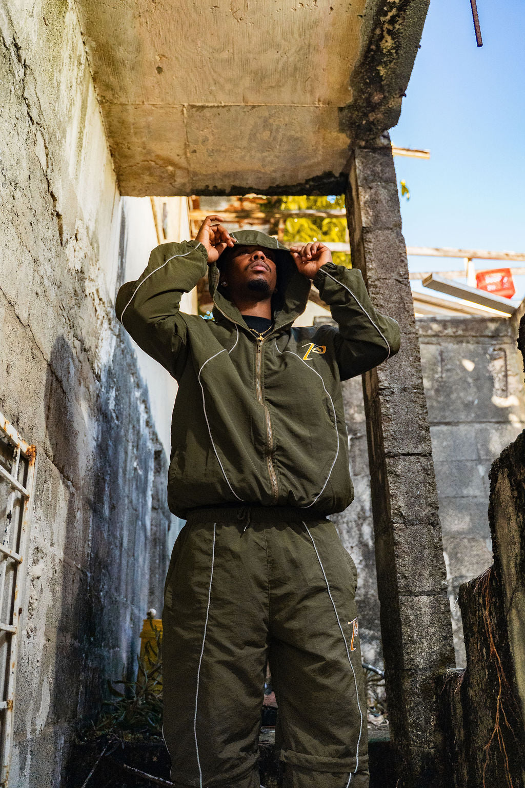 "GOLDEN P" Reflective green olive jacket