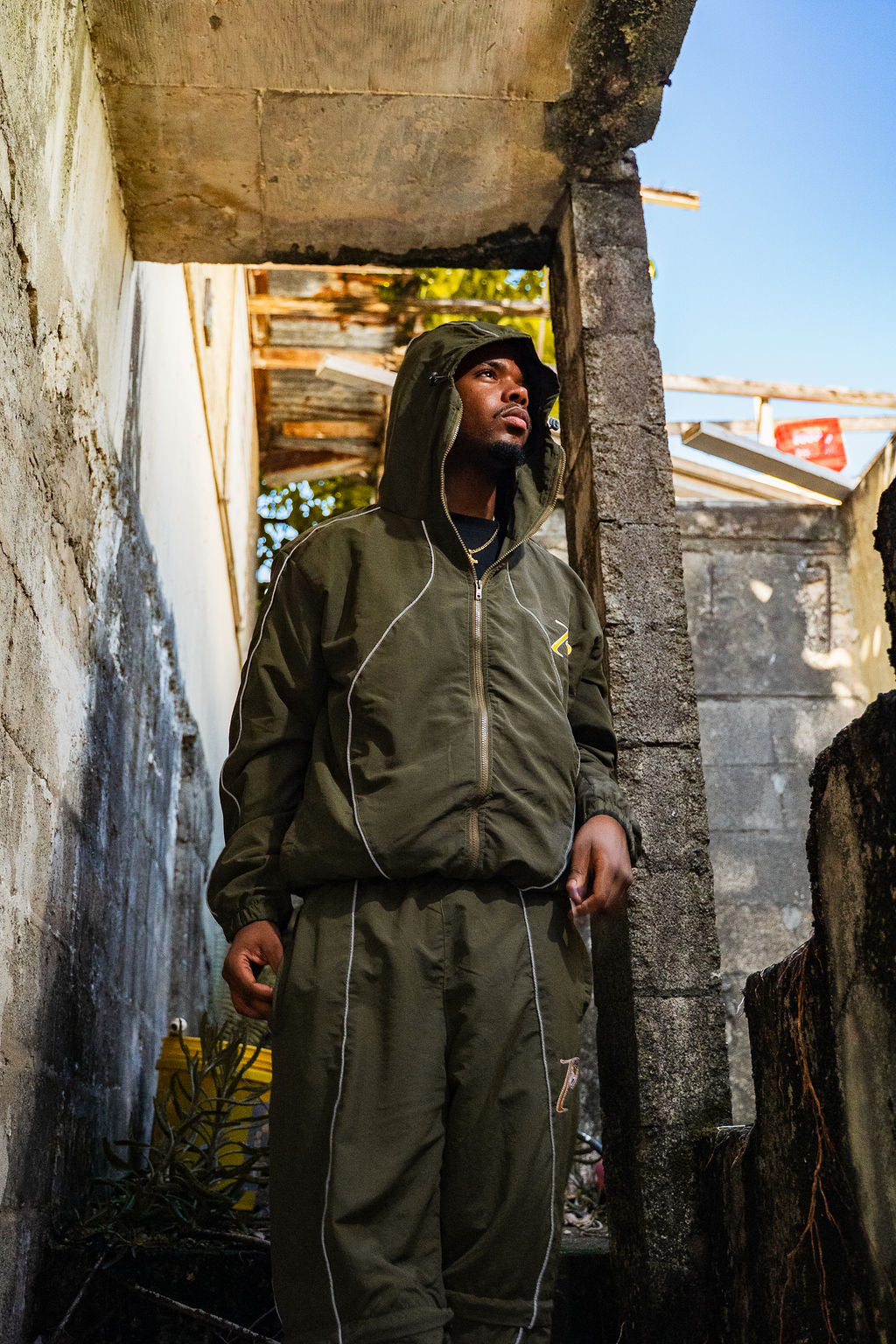 "GOLDEN P" Reflective green olive jacket