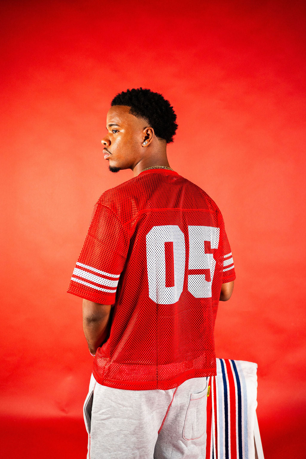 ATHLETICS "RED" MESH TEE