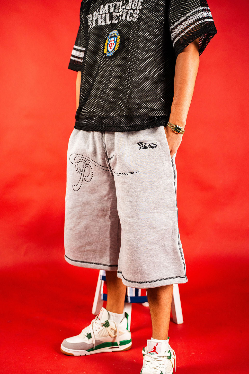 STITCH "P" JORTS BLACK